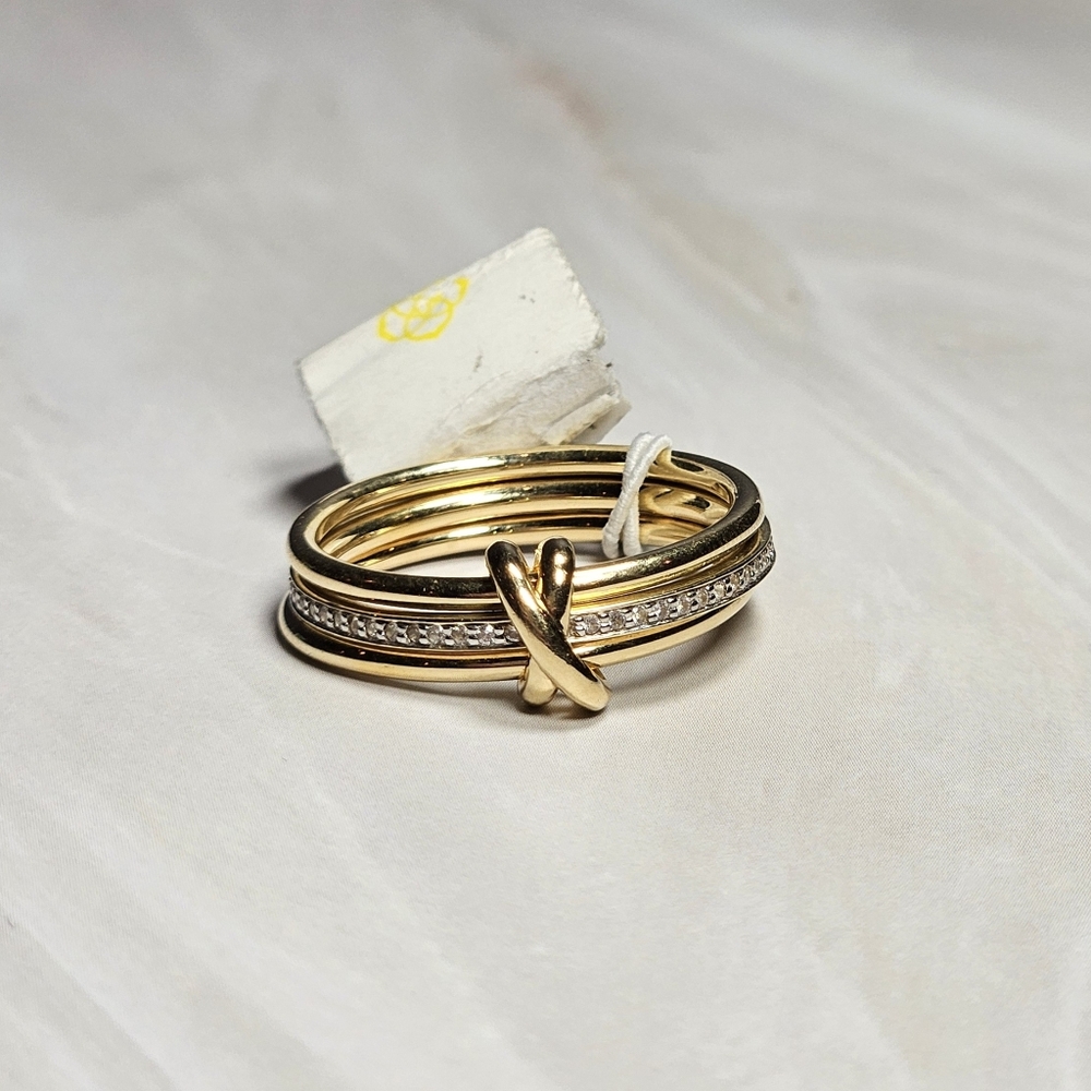 NWT Kendra Scott Tia 18k Gold Vermeil Band Ring White Sapphire Size 10 - Picture 3 of 7